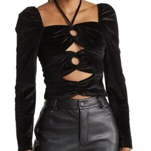 Torn by Ronny Kobo Velour Velvet Petra Top Black ( S )